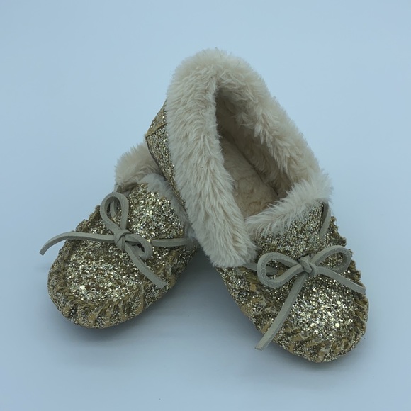 Crewcuts Girls' Glitter-Covered Moccasin Slippers Size K13 - Picture 10 of 12